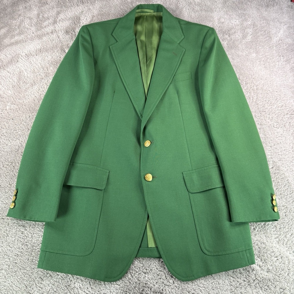 VTG 80s Stanley Blacker Mens Classic Master's Green Jacket Sports Blazer USA